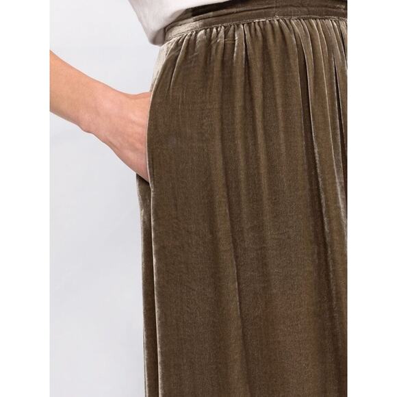 Zadig & Voltaire Joslin Velvet Midi Skirt Brown Green High Low Lace Trim Sz 36/S - Picture 11 of 16